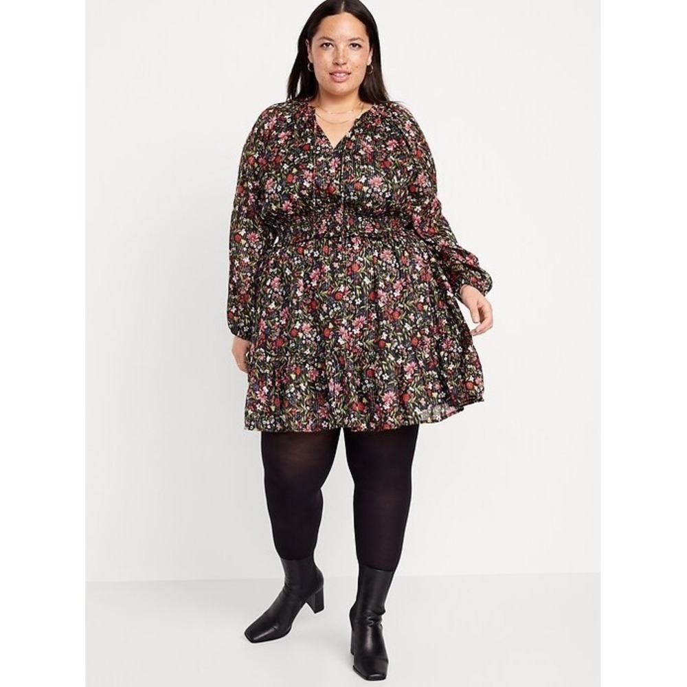 NEW Old Navy Waist-Defined Floral Shine Mini Dress Multi Shimmer Plus Size XXL - Picture 12 of 13